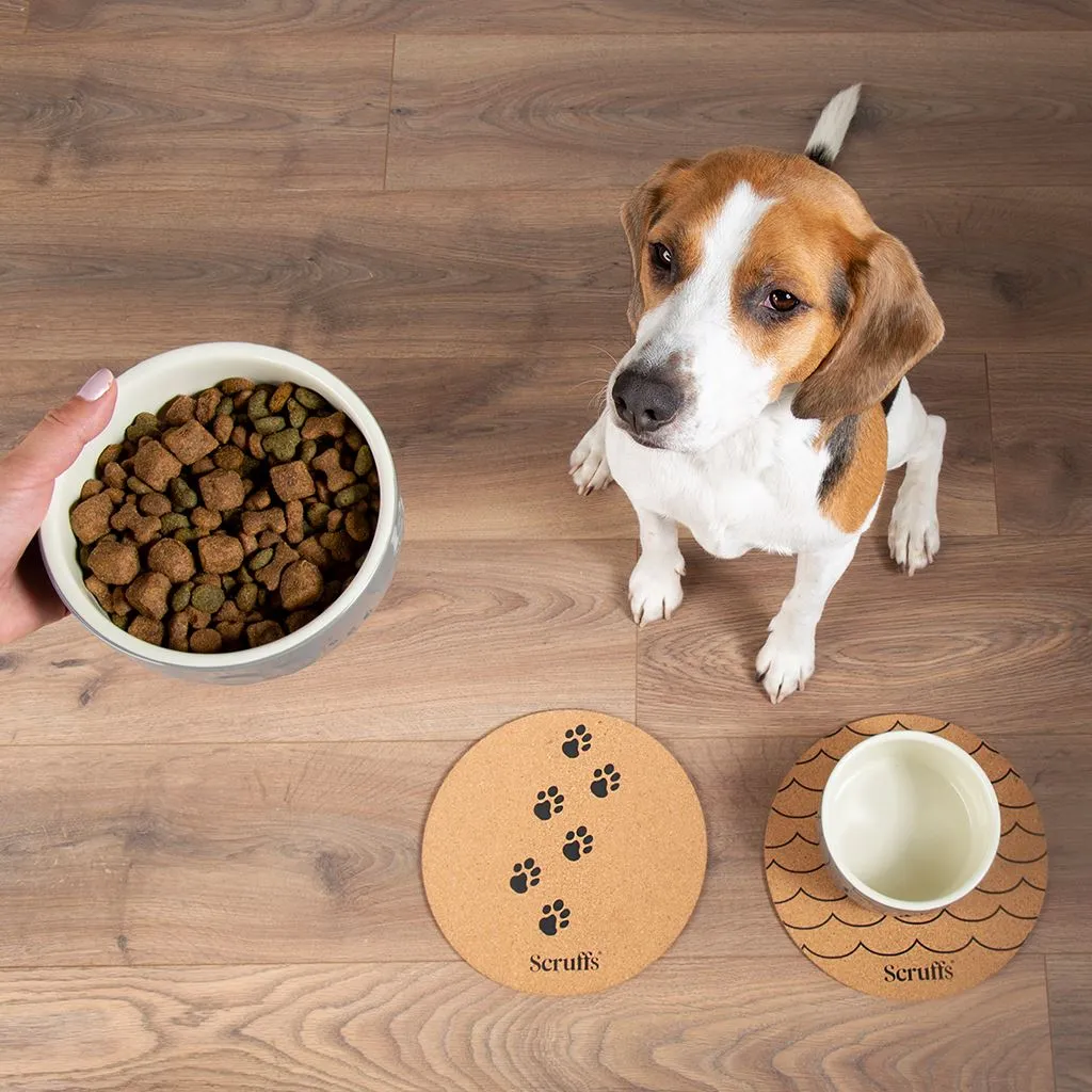Scruffs 25cm Set of 2 Cork Pet Placemats - Wave & Paw