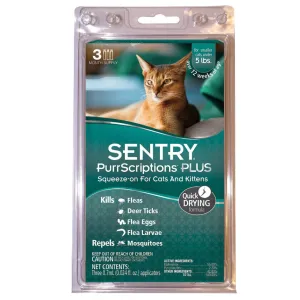 Sentry PurrScriptions Squeeze on Flea & Tick Treatment for Cats 5lbs and under