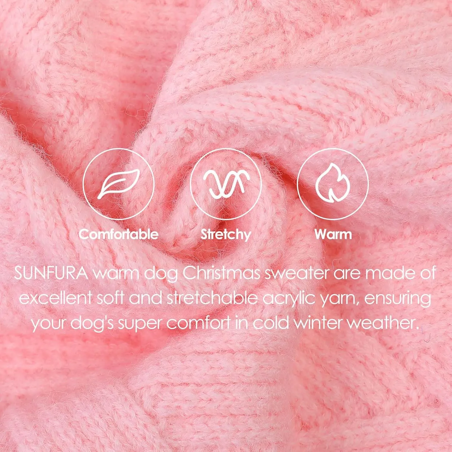SUNFURA XS Dog Sweater, Small Dog Sweater Doggie Knitted Knitwear for Winter, Cat Pullover Christmas Sweatshirt for Yorkie Chihuahua, Warm Thick Turtleneck Clothes for Dogs Boy Girl, Pink XSmall