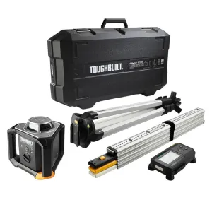 Toughbuilt 150m / 500ft 360° Rotary Laser Level Kit with Rolling Laser Receiver TB-H2S4-LL-M150-R1-BEA