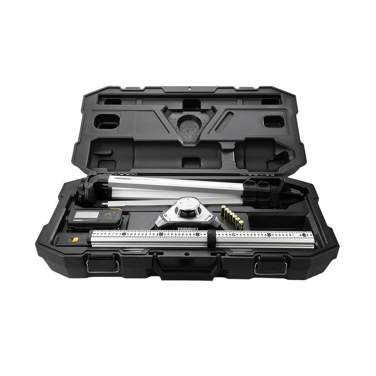 Toughbuilt 150m / 500ft 360° Rotary Laser Level Kit with Rolling Laser Receiver TB-H2S4-LL-M150-R1-BEA