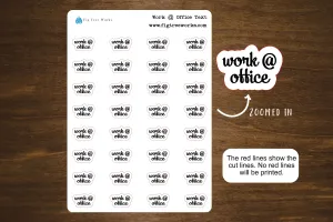 Work At Office Text Stickers | Script Stickers for Planners, Journals, and Notebooks | Mini Scripts