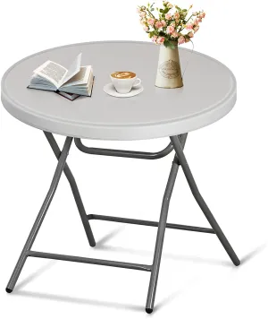 ZENY™ Round Folding Table, Indoor Outdoor Portable Plastic Dining Card Table Utility Table for Camping Dining Event Party, White